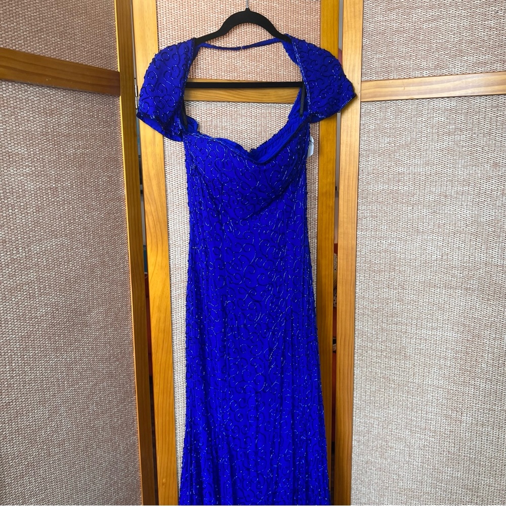 Beaded Cobalt Evening Gown